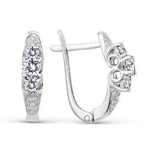 Серьги из белого золота с фианитами