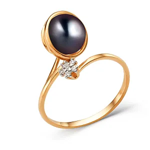 Кольцо из красного золота с фианитами