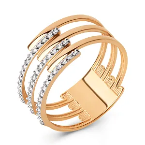 Кольцо из красного золота с фианитами