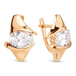 Серьги из красного золота с фианитами