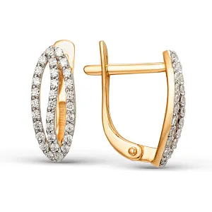 Серьги из красного золота с фианитами