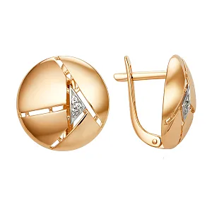 Серьги из красного золота с фианитами