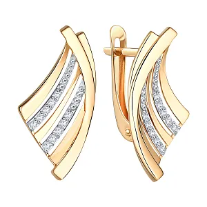 Серьги из красного золота с фианитами