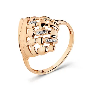 Кольцо из красного золота с фианитами