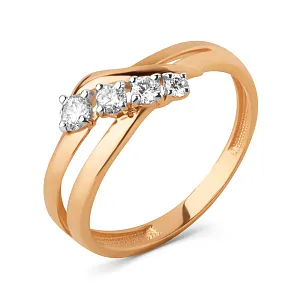 Кольцо из красного золота с фианитами