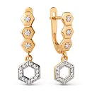 Серьги из красного золота с фианитами