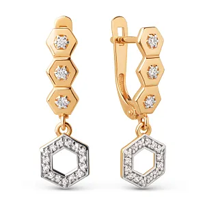 Серьги из красного золота с фианитами