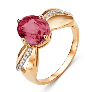 Кольцо из красного золота с гранатом