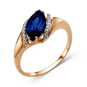 Кольцо из красного золота с корундом