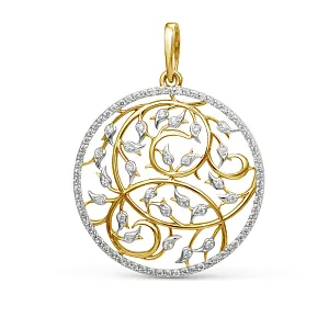 Подвеска из желтого золота с фианитами