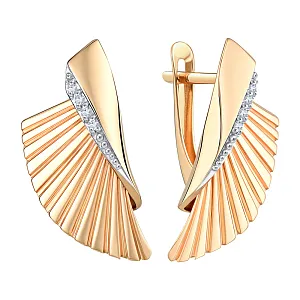 Серьги из красного золота с фианитами