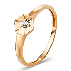 Кольцо из красного золота с фианитом