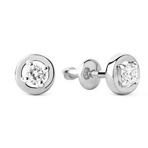 Серьги из белого золота с фианитами