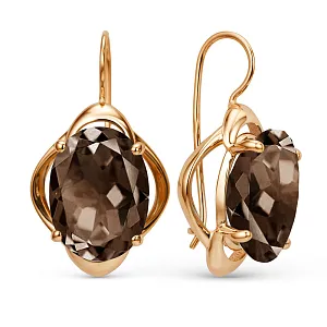 Серьги из красного золота с раухтопазами