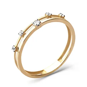 Кольцо из красного золота с фианитами