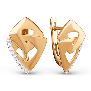 Серьги из красного золота с фианитами