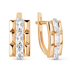 Серьги из красного золота с фианитами