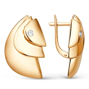 Серьги из красного золота с фианитами