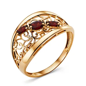 Кольцо из красного золота с гранатами