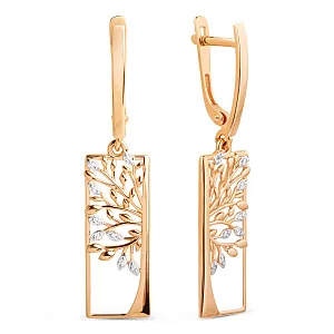 Серьги из красного золота с фианитами