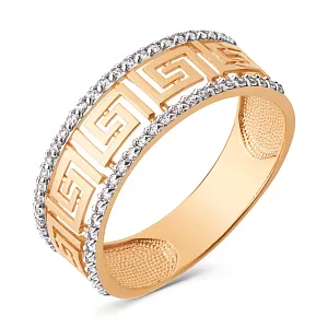 Кольцо из красного золота с фианитами