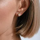 Серьги пусеты из красного золота с фианитами