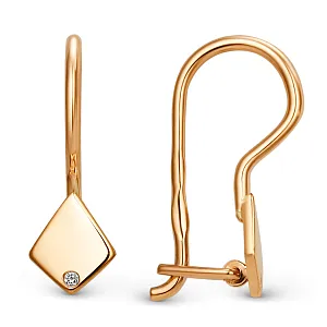 Серьги детские из красного золота с фианитами