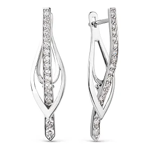 Серьги из белого золота с фианитами