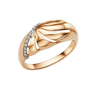 Кольцо из красного золота с фианитами