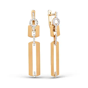 Серьги из красного золота с фианитами