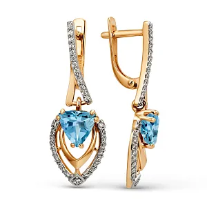 Серьги из красного золота с swiss топазами