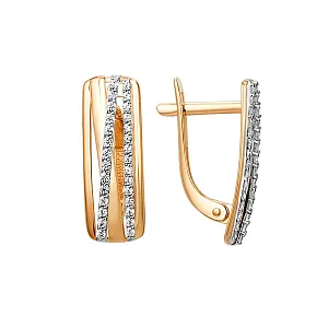 Серьги из красного золота с фианитами