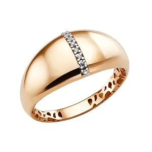 Кольцо из красного золота с фианитами