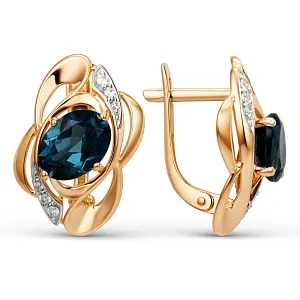 Серьги из красного золота с лондон топазами