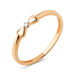 Кольцо из красного золота с фианитом