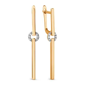 Серьги из красного золота с фианитами