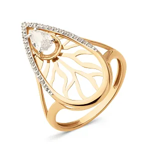 Кольцо из красного золота с фианитами