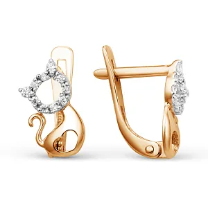 Серьги из красного золота с фианитами