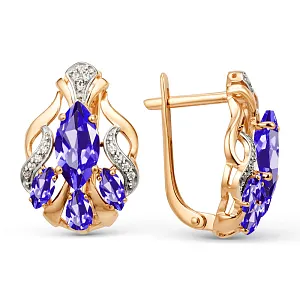 Серьги из красного золота с аметистами