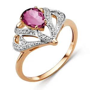 Кольцо из красного золота с корундом