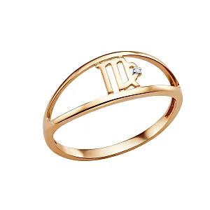 Кольцо из красного золота с фианитом