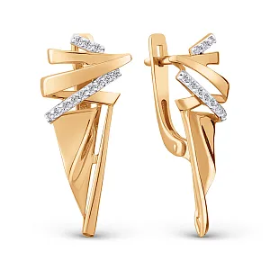 Серьги из красного золота с фианитами