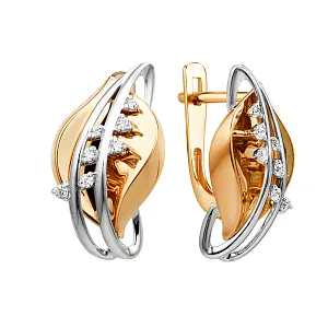 Серьги из красного золота с фианитами