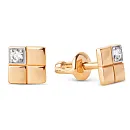 Серьги пусеты из красного золота с фианитами