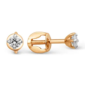 Моно серьга из красного золота с фианитом