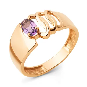 Кольцо из красного золота с аметистом