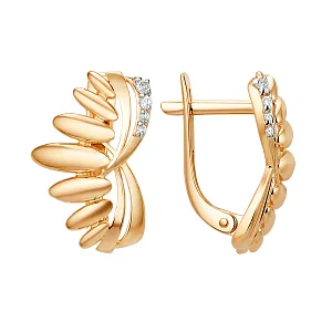 Серьги из красного золота с фианитами