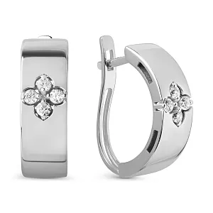 Серьги из белого золота с фианитами