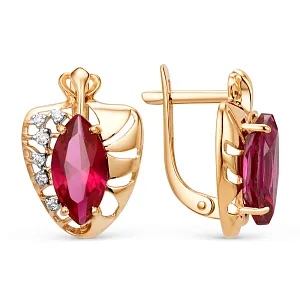 Серьги из красного золота с корундами