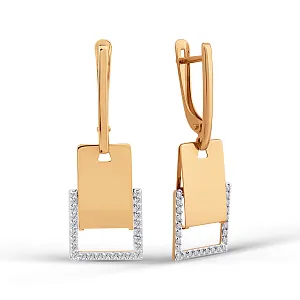 Серьги из красного золота с фианитами